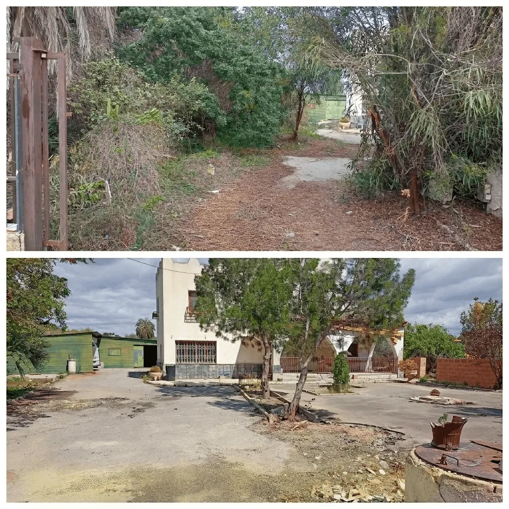 Antes y después de trabajos agrícolas